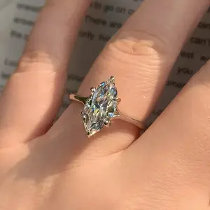 S925 Sterling Silver Marquise Ring Synthetic Moissanite 7*14mm Ring-103(20%)