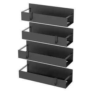 4-Pack Magnetic Spice Rack Organizer – Space-Saving Storage for Refrigerator & Oven Door, Black Fridge Organizer for Kitchen, Pantry & Countertop