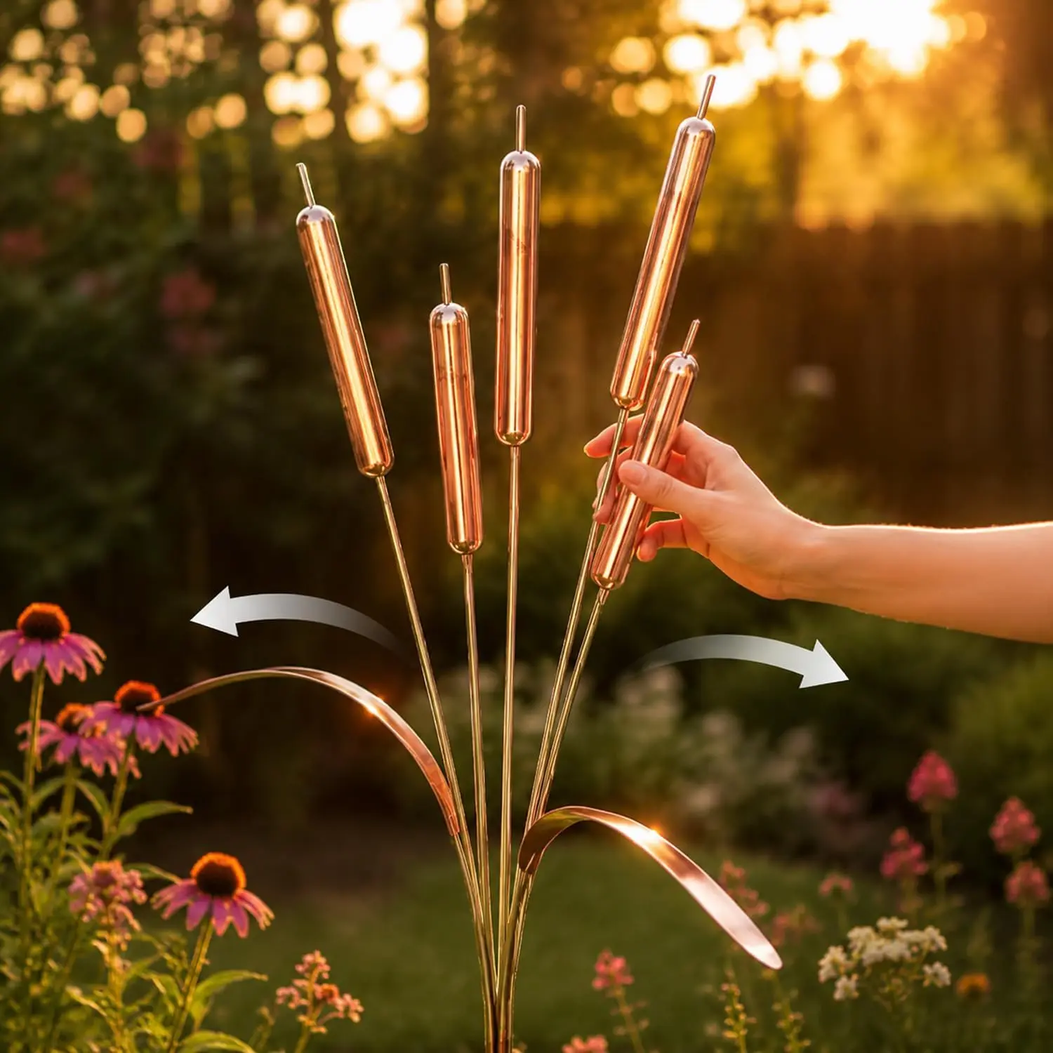 Reed Wind Chime Post Outdoor Decoration,Copper Cattail Wind Chimes, RusticStyle Decorative Patio Lawn Decor, Gift forGardening Lovers