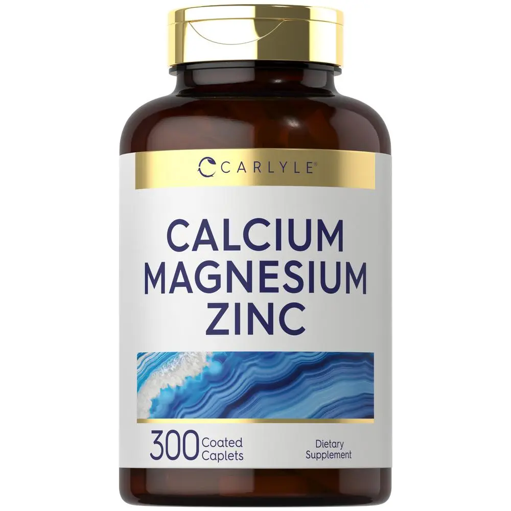 Carlyle Calcium Magnesium Zinc Supplement | 300 Caplets | Vegetarian, Non-GMO, and Gluten Free