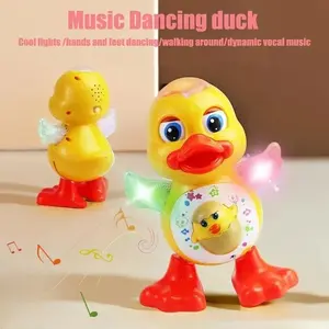 Kids Toddler Interactive Dancing Duck Toy, Dynamic Flashing Blinking Lights & Music, Educational Sensory Cartoon Animal Toy, Durable Plastic for Ages 2+ Boys Girls, Perfect Gift