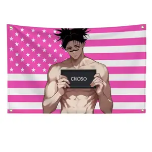 Anime Jujutsu Kaisen American Flag Banner, Choso Gojo Satoru Geto Suguru Design, Polyester Wall Flag Tapestry for Home, Bedroom, Garage & Outdoor Decorvalentine's wall decor flags