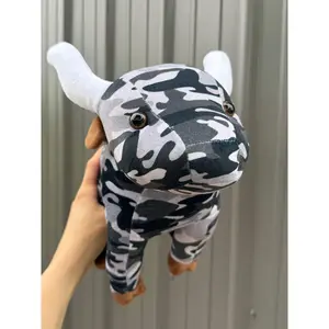 Gray Camo Long Horn Cow Plushie
