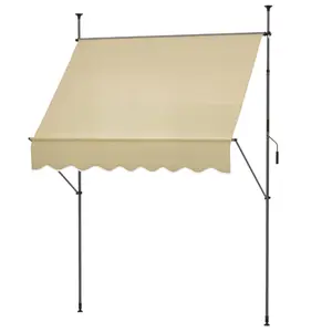 Stand-Up Porch Awning – No Wall Damage. Adjustable Height Legs. UV Resistant Fabric – Fade Proof. Shaded Area: 78.75"W x 47.25"D. Assembly Required