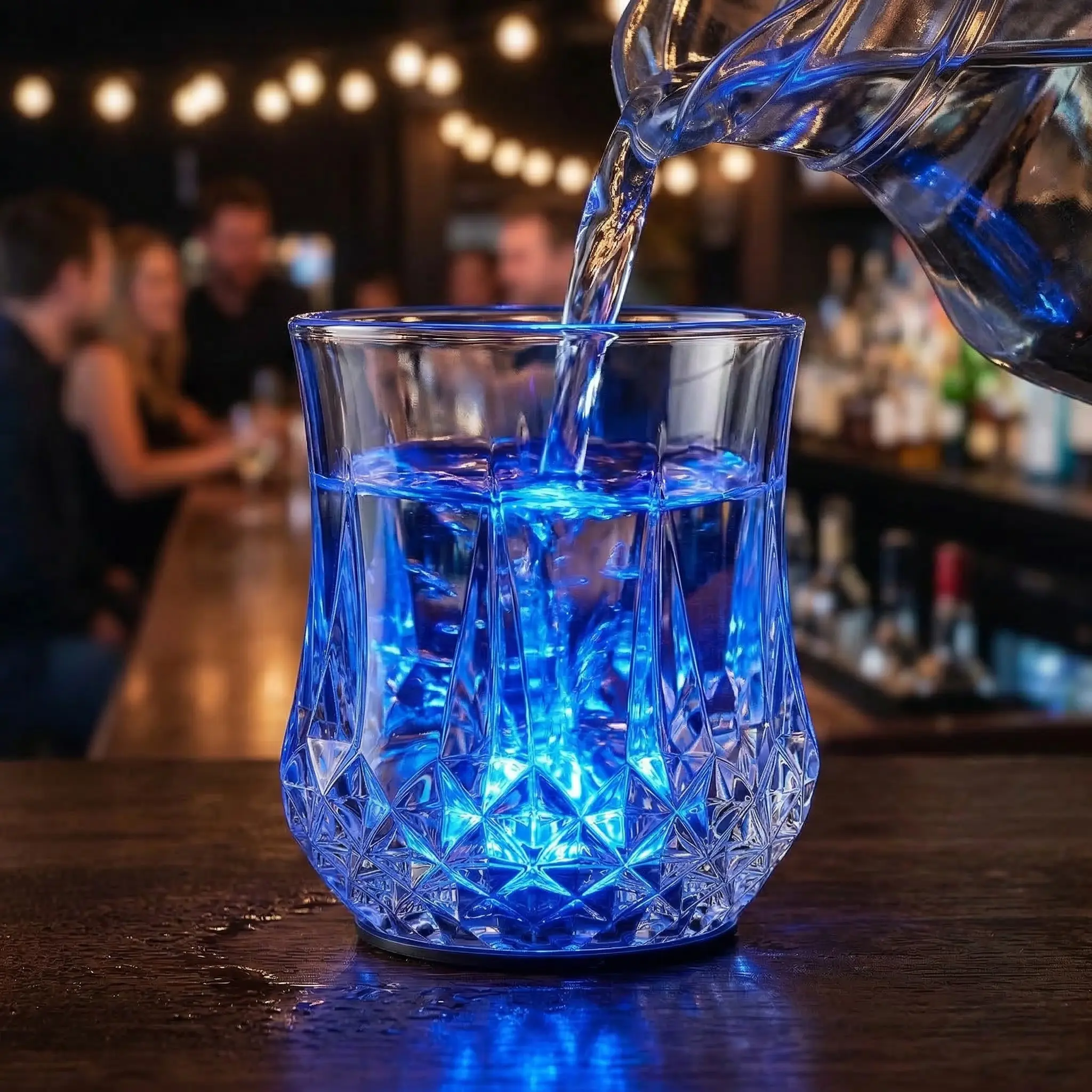 LED Light Up Crystal Tumblers, Water Activated Glow Cups with Multicolor Lights, Party Drinking Glasses for Bars, Holidays, Christmas
