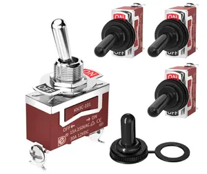 Joinfworld Toggle Switch 12V DC 125V SPST 2 Pin Waterproof Marine Toggle Switch 12 Volt On Off Switch 30A Heavy Duty with Boot Cover for Automotive Boat Car Truck - 4Pack