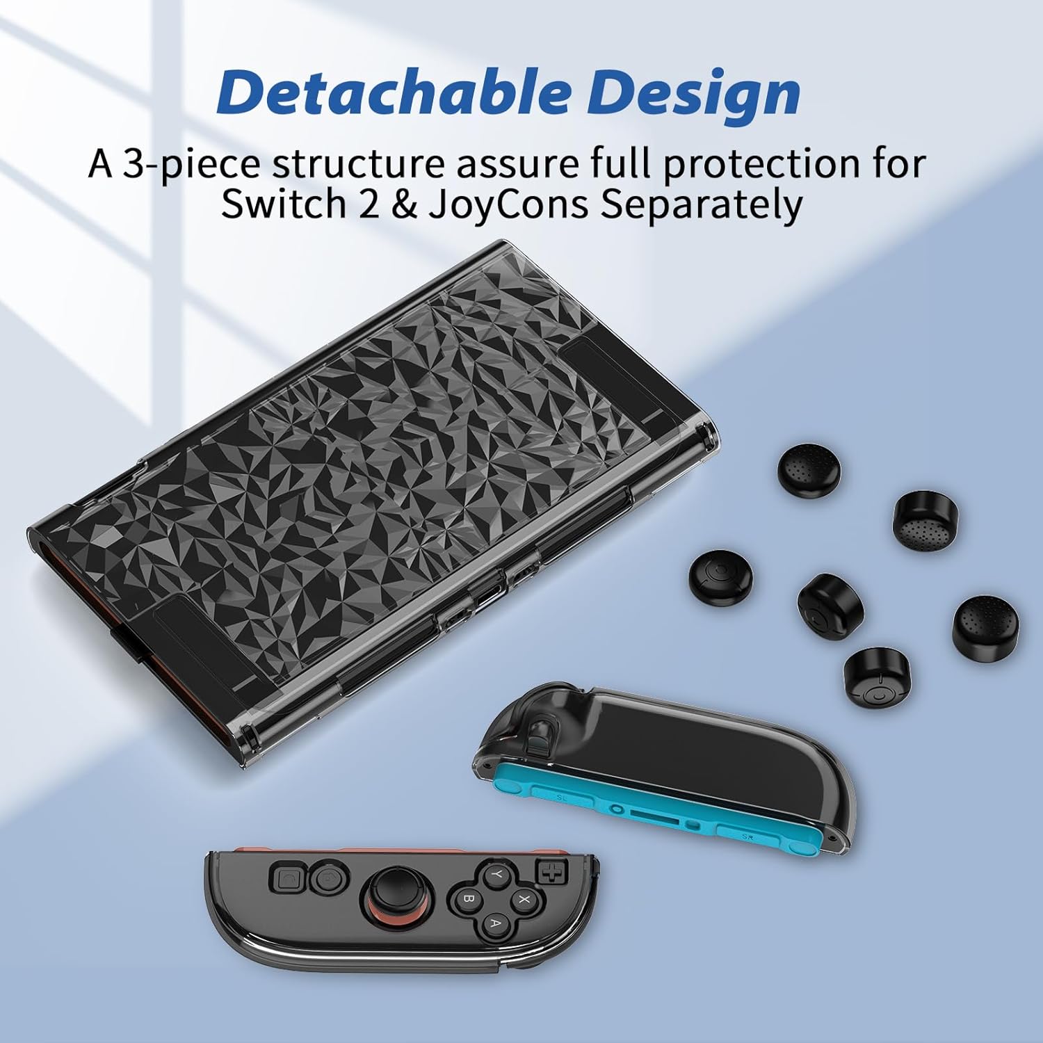 Switch 2Switch 2 Accessories(2025), Protective Case with Screen Protector, Switch 2 Transparent Cover with Protective Film and Grip Cover,AntiScratch and Shock Absorption ﻿