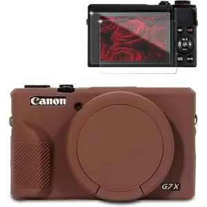 Case for  G7X Mark III Camera, Soft  Protective Case, Slim Fit Sleeve with Removable Lens Cover and Screen Protector Accessories, Lightweight, Anti-Scratch (Dark Brown)