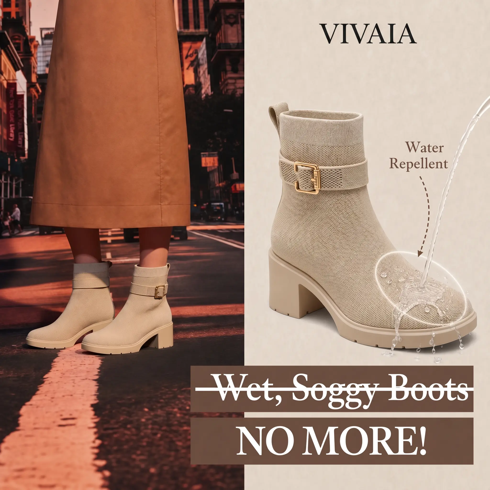 VIVAIA Women Square-Toe Water-Repellent Heeled Boots, Fashionable Bootie, Chunky Heel Ankle Boot versatile comfortable woman boots (Gisella)