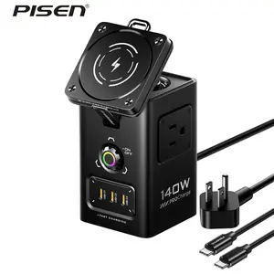 [Buy one get free power bank]PISEN 8-in-1 Mag-Safe Charger Stand – 140W Magnetic Charging Station,Qi2 Wireless Fast Charging for iPhone 16/15/14/13/12 Series, Apple Watch Smartphone Cellphone