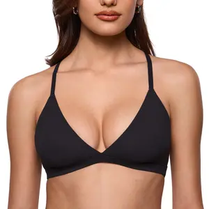 INLYRIC Women's Inbarely Soft Triangle Racerback Bralette - No Padding Unlined No Underwire Comfort Everyday Plunge Bralette