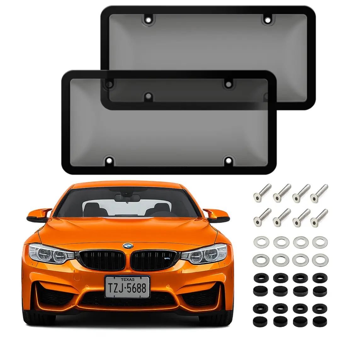 PlatePro 2-Pack Clear License Plate Covers – 6"x12" Universal Fit, Unbreakable Polycarbonate, Rust-Resistant Screws & Washers Included, Weatherproof Auto Accessory