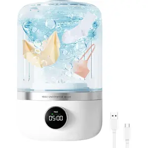 Cordless Mini Washer - 4000mAh Rechargeable Wireless 1L Collapsible Portable Washing Machine for Camping, RV Travel Deep Cleaning