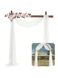 【Christmas Gift】Stretch Chiffon INS - Vow & Wedding Arch Curtain 70*550cm White 1pc Chiffon Fabric for Outdoor Backdrop for Photo Photography Banners Room