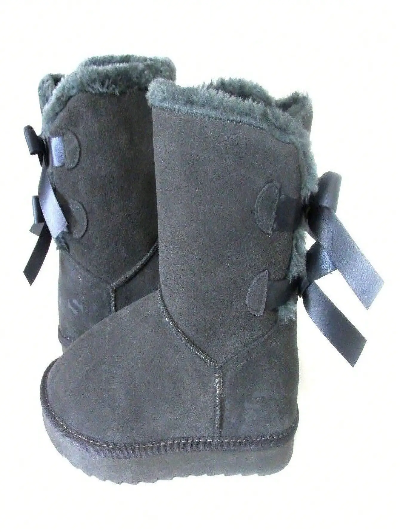 SO BRAND NEW WOMEN CLASSIC TWO BOWS SHORT BOOT GREY 3453 ORIGINAL