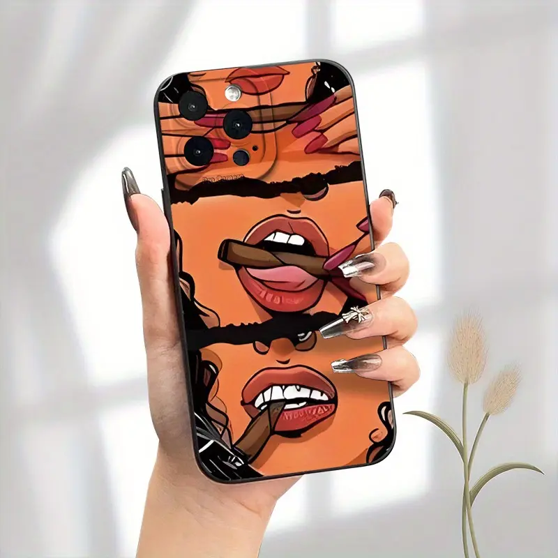 for iPhone13 Phone Case Design Portrays Smoking Women and Uses UV Printing Technology to Provide 360 Degree Protection, Suitable for a Variety of iPhone Models Including 11,12,13,14,15,16 Pro Max,XR,X/Xs, 7,8Plus ,SE and Mini.