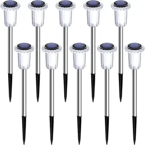 2026NewSolar Lights Outdoor 10 Pack Solar Pathway Lights Outdoor LED Waterproof Stainless Steel Driveway Lighting for Outdise, Yard, Walkway, Sidewalk, Garden, Lawn (Warm White)