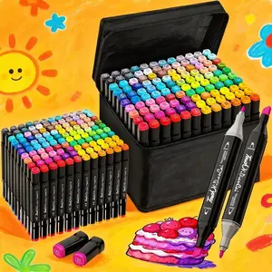 Double Head Art Marker Alcohol Based Ink Large Tip for Coloring Fine Tip for Drawing Lines Comfortable Grip for Artists Suitable for Animation, Illustration, Calligraphy and Professional Creations Sketch Art Marker