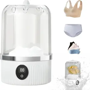 Portable Turbo Mini Washing Machine:Compact,Laundry Cup，Fast&Efficient Laundry Solution for Travel,Socks&Underwear-1L Capacity,Waterproof Design,Rechargeable &Handy for On-the-Go!Baby clothes,Makeup Brushes,Pet clothes,Powder puff,Fruits.