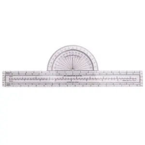 Durable Plastic Fixed Aviation Plotter - Calibrated Ruler with Legal Ratios Calib., WAC Chart Use Compatibility, Double-Sided Print, Easy-to-Read Tool for Crew Member Training, Flight Planning
