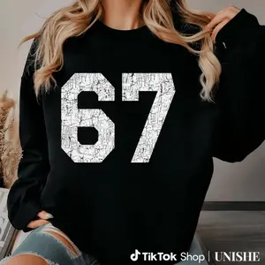 67 jersey long sleeve sweatshirt featuring varsity number Hoodied Cozy Cotton Hoodie