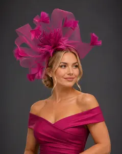 Jannette Fuchsia Fascinator - Kentucky Derby Hat