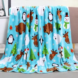 Elegant Comfort Lightweight Printed Throw Blanket – Ultra-Soft, All-Season Cozy Plush Decorative Blanket for Lounging, Sofa, Bed & Travel – 50 x 60 Inches – Holiday Pals Design