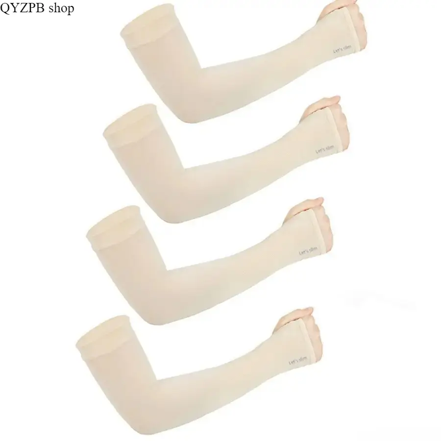 4 Pairs Unisex Ice Silk Cooling Arm Sleeves, Stretch UPF50+ UV Sun Protection with Non-Slip Design for Outdoor Running, Cycling, Gardening, Outdoors, Stretchy, Breathable