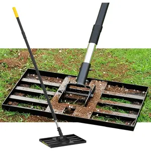 Lawn Leveling Rake, 17"x10" Heavy Duty Sand Leveling Tool with 6.7FT Stainless Steel Long Handle, Golf Rake for Soil, Compost, Gravel, Lawn Leveler for Yard, Garden, Landscaping Level Tool