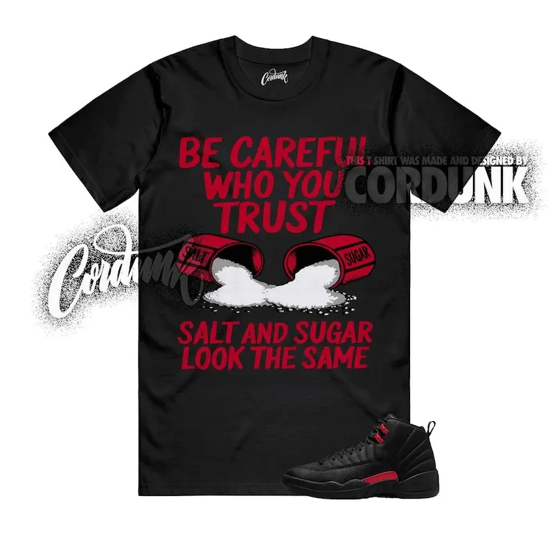AJ12 Bloodline Black Red Matching T Shirt, Salt and Sugar Look The Same Graphic Shirt, 90s Hip Hop Tee, Gift For Women and Man, Unisex T-Shirt, Sneaker Head Gift