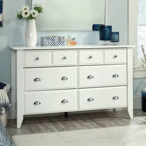 Sauder Shoal Creek Dresser - 6-Drawer Modern Silver Hardware Storage Solution for Bedroom