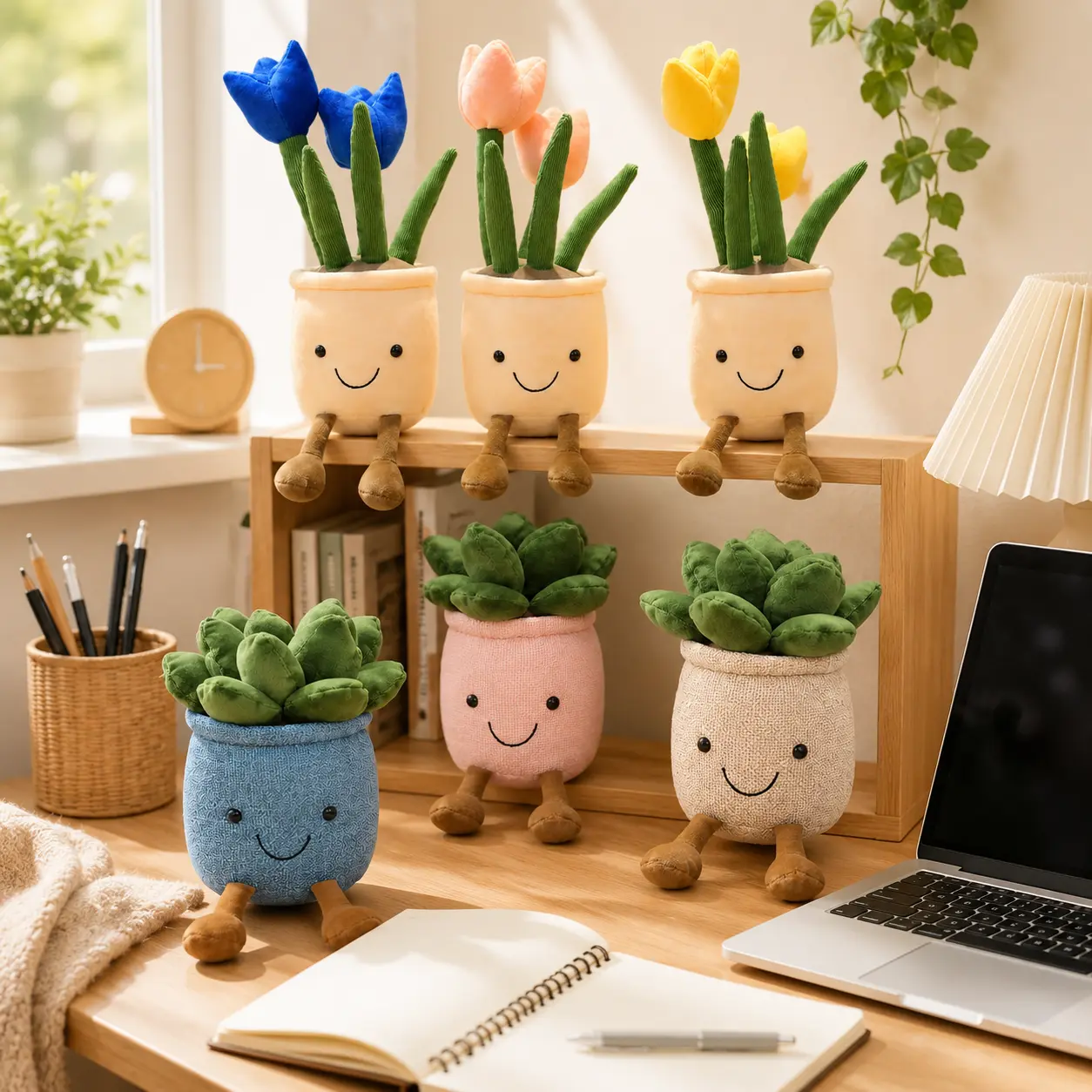 CHUBBYJOY Stuffed Succulent&Tulip Plush Pillow, 13" Soft Decorative Plant Toys for Home, Office,Dorm Decor, Perfect Aesthetic Gifts for Plant Lovers
