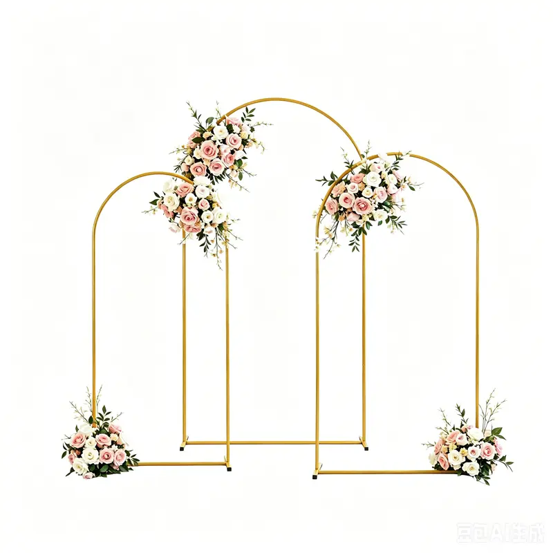 Metal Arch Backdrop Stand 7.2FT+6.6FT+6FT  Wedding Arch Backdrop Stand Set of 3 Gold Arch Backdrop Stand for Wedding Ceremony Baby Shower Birthday Graduation Father's Day Summerwins Floral Balloon Decration Deals For You restock