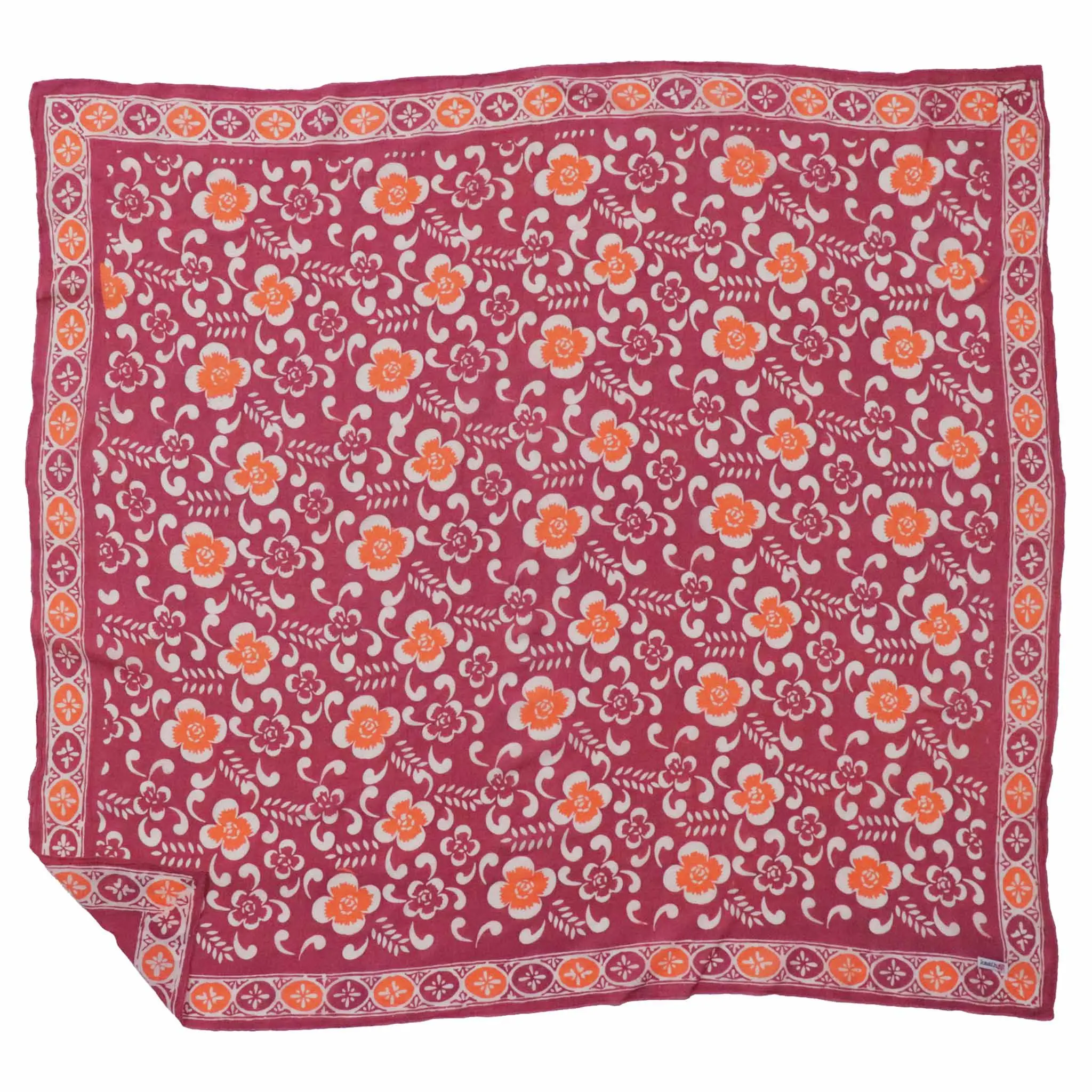 Large 39", Hand Dyed Batik Bandana,Plumeria, Pink Lilac, Oversized, XL Scarf