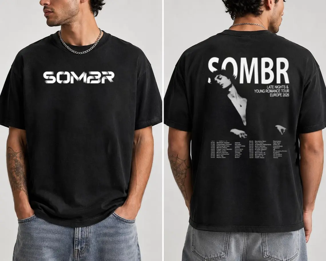 Sombr Late Nights & Young Romance Tour 2026 Front & Back Print T-Shirt