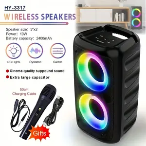 Karaoke Wireless Portable Bluetooth Speaker With Microphone Subwoofer Machine Lamp LED Light Radio FM TWS Sound Box Music Caixa De Som Woofers Outdoor Bass MP3 Player Support RGB Stereo Square Dancing Home Stage Performances Party Enhanced