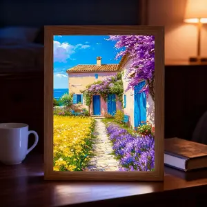 Cozy House Creative Mirror, Light Art, Night Lamp, LED Glowing Picture Frame, Wall or Table Decor, Birthday Gift, Thanksgiving or Christmas Present
