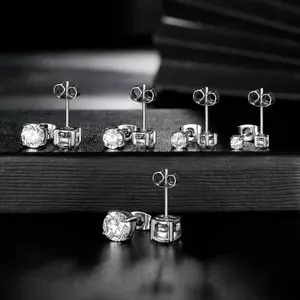 Titanium Stud Earrings Set Hypoallergenic Cubic Zirconia 3-8mm Pack of 3-8mm for Women and Men - Surgical Stainless Steel