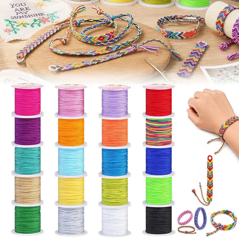 20 Rolls Nylon String for Bracelets, 20 Yards 0.8mm Chinese Knotting Cord Nylon Beading Thread for Braided Bracelets, Beading, Necklaces, Macrame Craft, Wind Chime, Jewelry Making - Home Improvement.