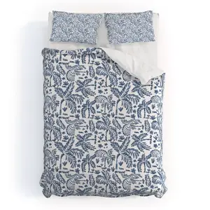 Deny Designs Twin/Twin XL Marta Barragan Camarasa Coastal Jungle Charm Duvet Cover Bedding Set Blue