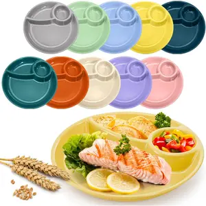 10 Pack Chip Dip Serving Platter, 10 Inch Plastic Divided Dumpling Plate with Dipping , 3 Compartments  Snack Serving Dish for Sushi, Veggies, Party Appetizer