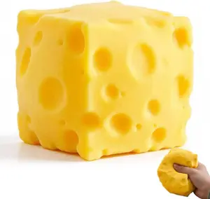 1/2 Packs Cheese Squishy Slow Rising, Squishy Squeeze Yellow Cheese Block, Soft Novelty Toy, Stress Balls for Adults Rebounding Sensory Squishys Cheese (Yellow)