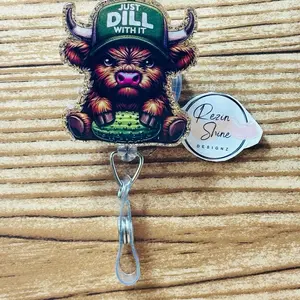 Just Dill With It Cow Pickle Badge Reel