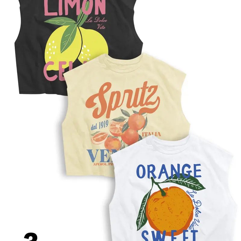 Women's 3-Pack/1-Pack Cropped Tank Tops, Camisole Tank Tops, 2026 Summer Oversized Sleeveless Muscle Tees, Trendy Fruit Graphic Print Crew Neck Casual Crop Tops, Daily Beach Vacation Streetwear, TikTok Viral Summer Tops