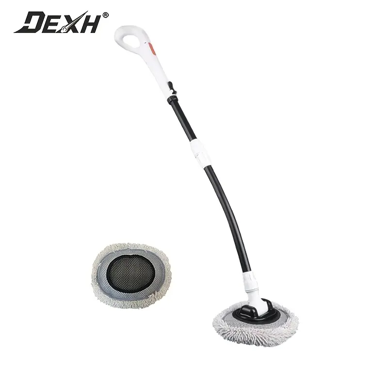 Extendable pole Car wash tool mop Curved Handle Large Telescopic Adjustable Long Handle Car Wash Mop White detailing gift retractable aluminum pole car accessory hqauto care kit rim cleaner Microfiber Wheel Brush Set adjustable  brush