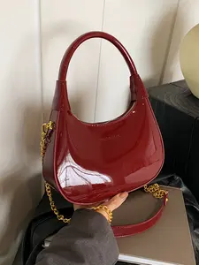 Valentine's Day gift! Retro light luxury high-end Angola red crescent bag, solid color simple and versatile portable shoulder crossbody bag, can hold lipstick, mobile phone, suitable for dating and shopping, Classic Shoulder Bag, Elegant Shoulder Bag