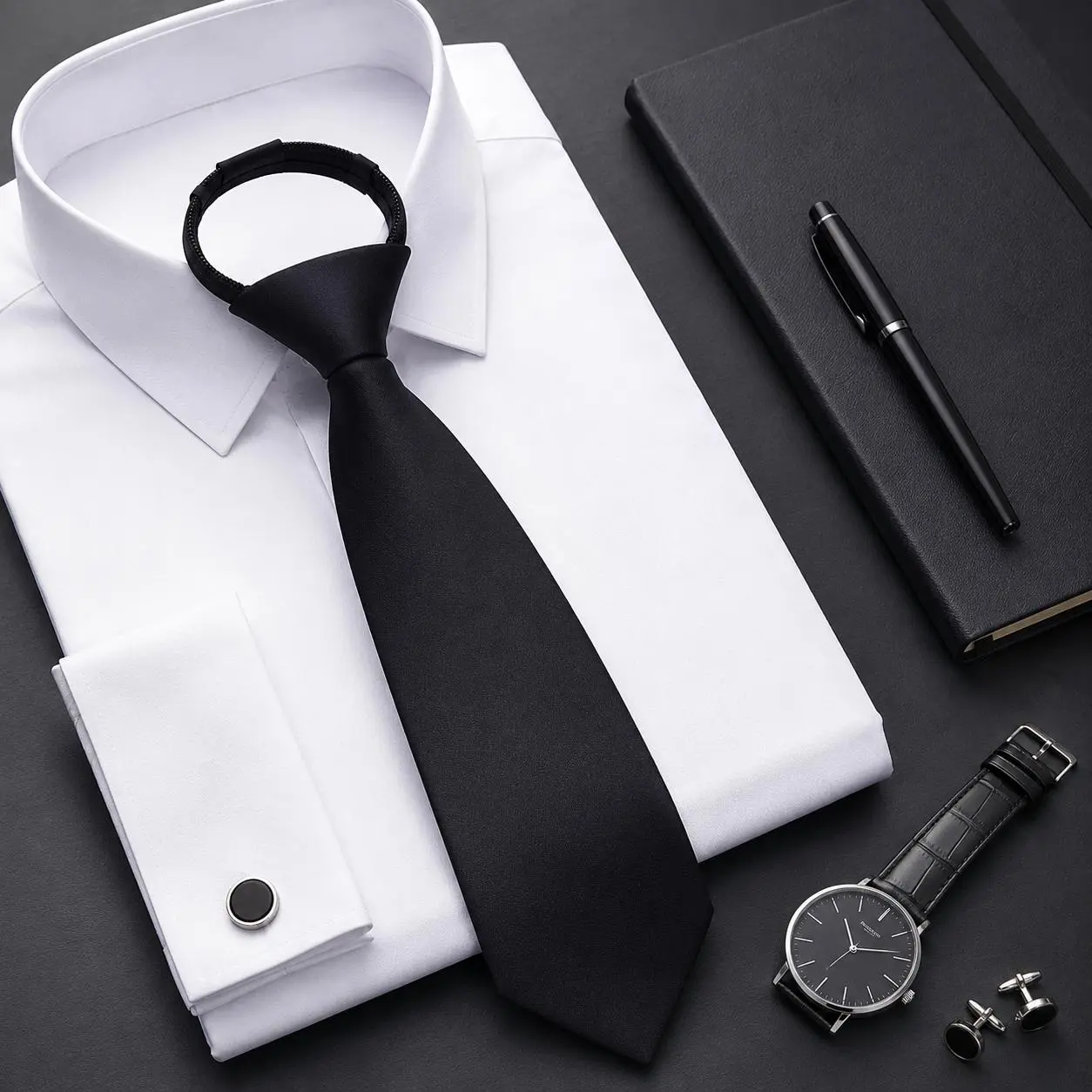 Men's Pre-Tied Solid Color Zipper Necktie - Formal, Wrinkle Resistant Accessory with a Stylish Tie Design, Lightweight & Comfortable, Pre-Tied Adjustable Zipper