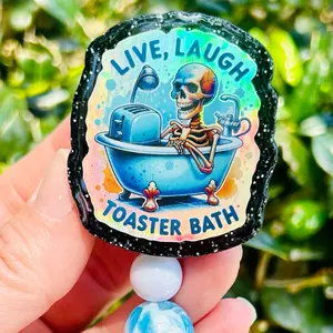 Toaster Bath Badge Reel for Medical Staff Servers Office Staff with Velcro Clip and Alligator Clip for Easy Attachment and Removal