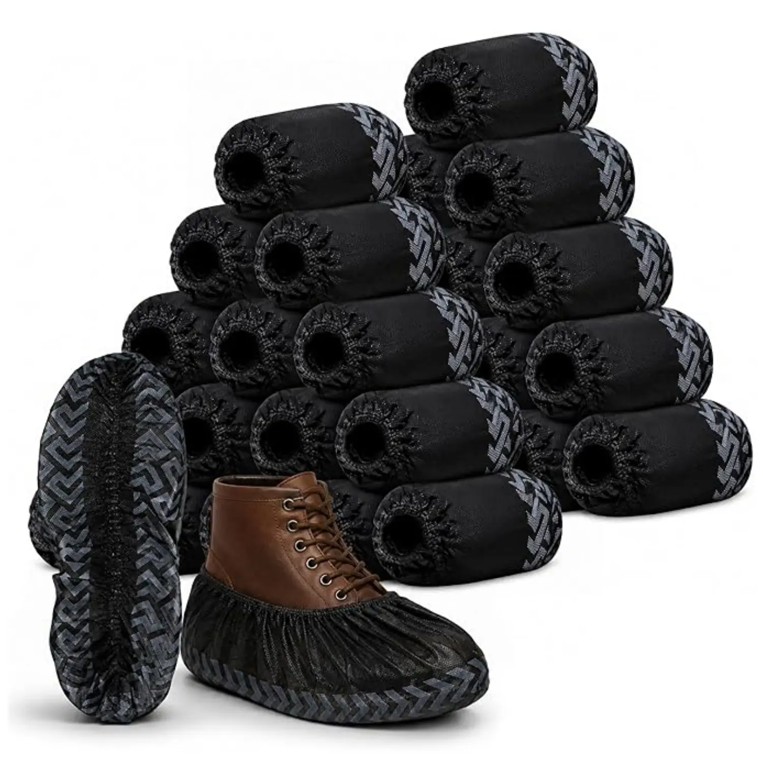 200PCS Shoe Covers Disposable Non-Slip Black Non-Woven Fabric Boot Covers for Indoors Breathable Slip Resistant Durable Boot & Shoes Cover, Protector Covers Fits Virtually Most Shoes