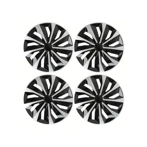 16 Full Hub Caps Tire & Steel Rim 16 Inches Wheel Rim Cover Hubcaps, Redesign Fashion Style Replacement Hubcaps, Car Truck SUV Hub Accessories, Silver Black